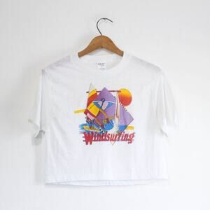 Vintage Windsurfing Crop Top T Shirt Large